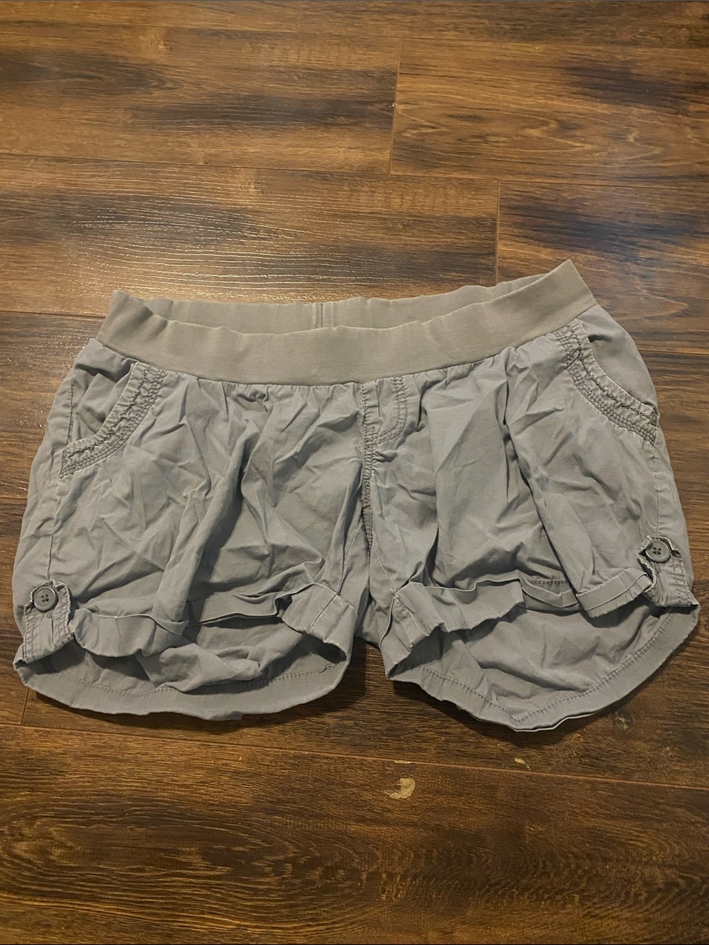 Motherhood Gray Elastic-Waist Cargo Shorts